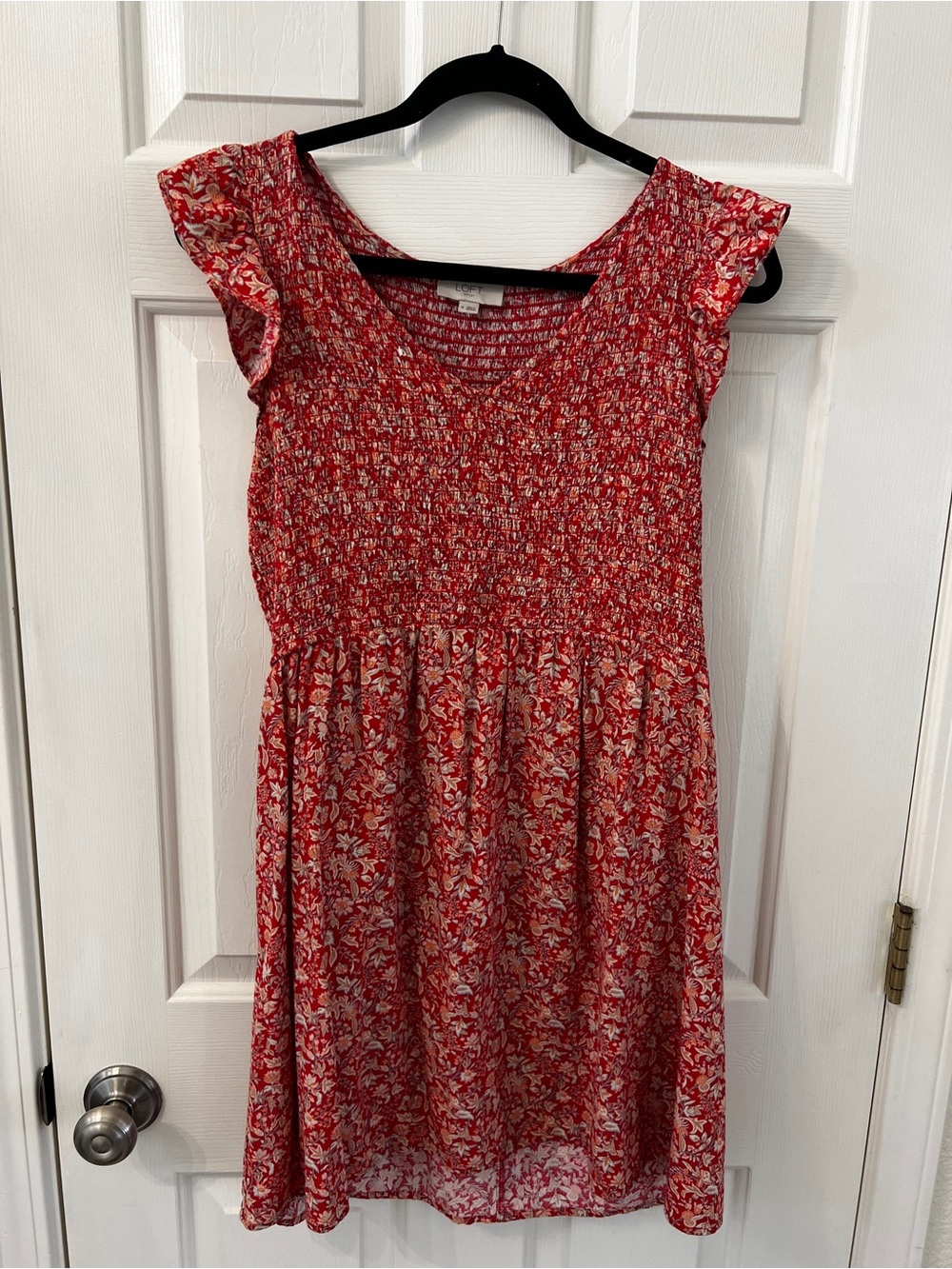 Loft Women’s Red/Orange Dress with Floral Design